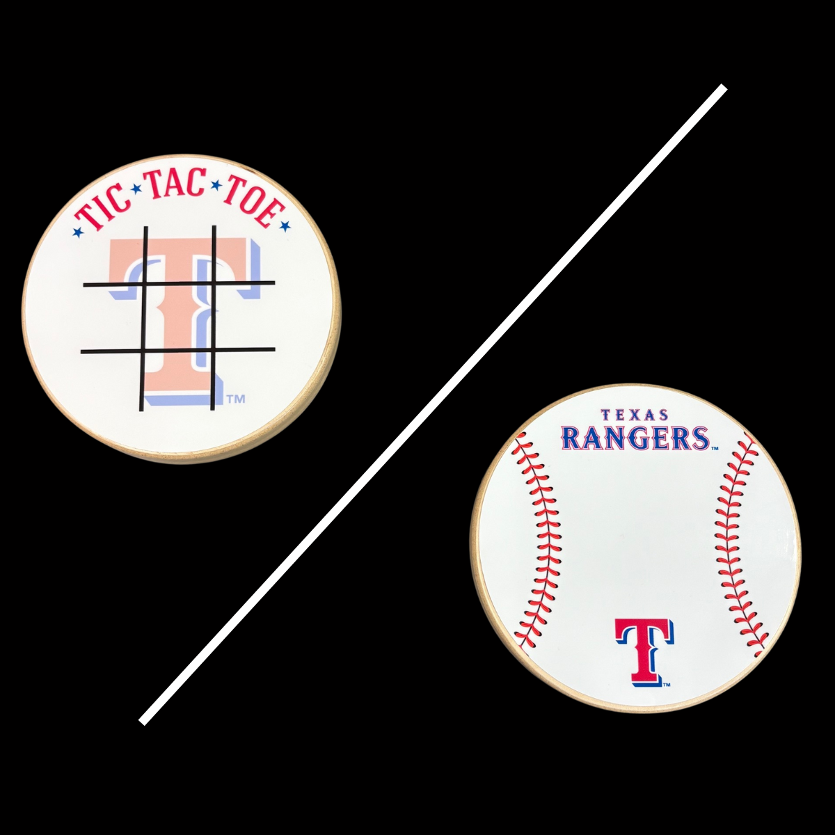 Texas Rangers Portable Dry Erase Game Board - 6.5" Double-Sided Wooden Tic Tac Toe Travel Set with Marker & Bag