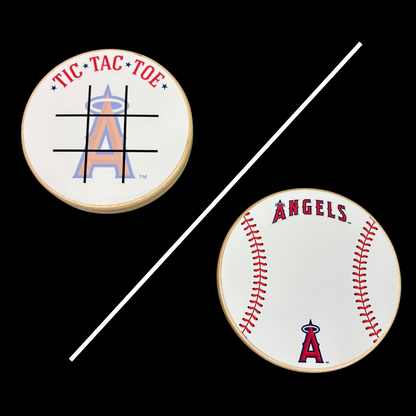 Los Angeles Angels Portable Dry Erase Game Board - 6.5" Double-Sided Wooden Tic Tac Toe Travel Set with Marker & Bag