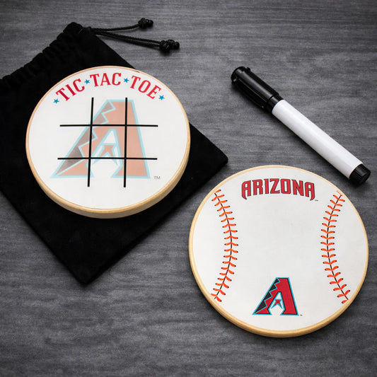 Arizona Diamondbacks Portable Dry Erase Game Board - 6.5" Double-Sided Wooden Tic Tac Toe Travel Set with Marker & Bag