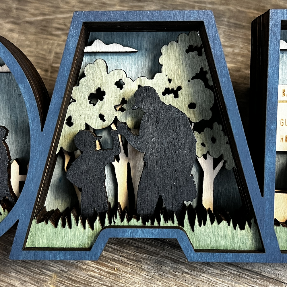 Baseball "DAD" 3D Layered Wood Art - Baseball Shelf Decor