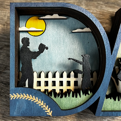 Baseball "DAD" 3D Layered Wood Art - Baseball Shelf Decor