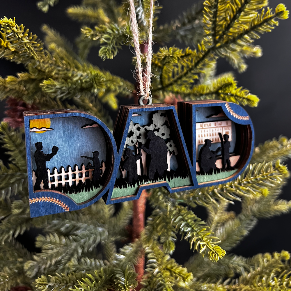 Baseball Dad Christmas Ornament - 3D Wooden Keepsake