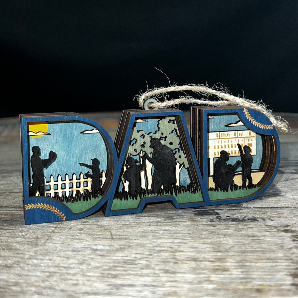 Baseball Dad Christmas Ornament - 3D Wooden Keepsake