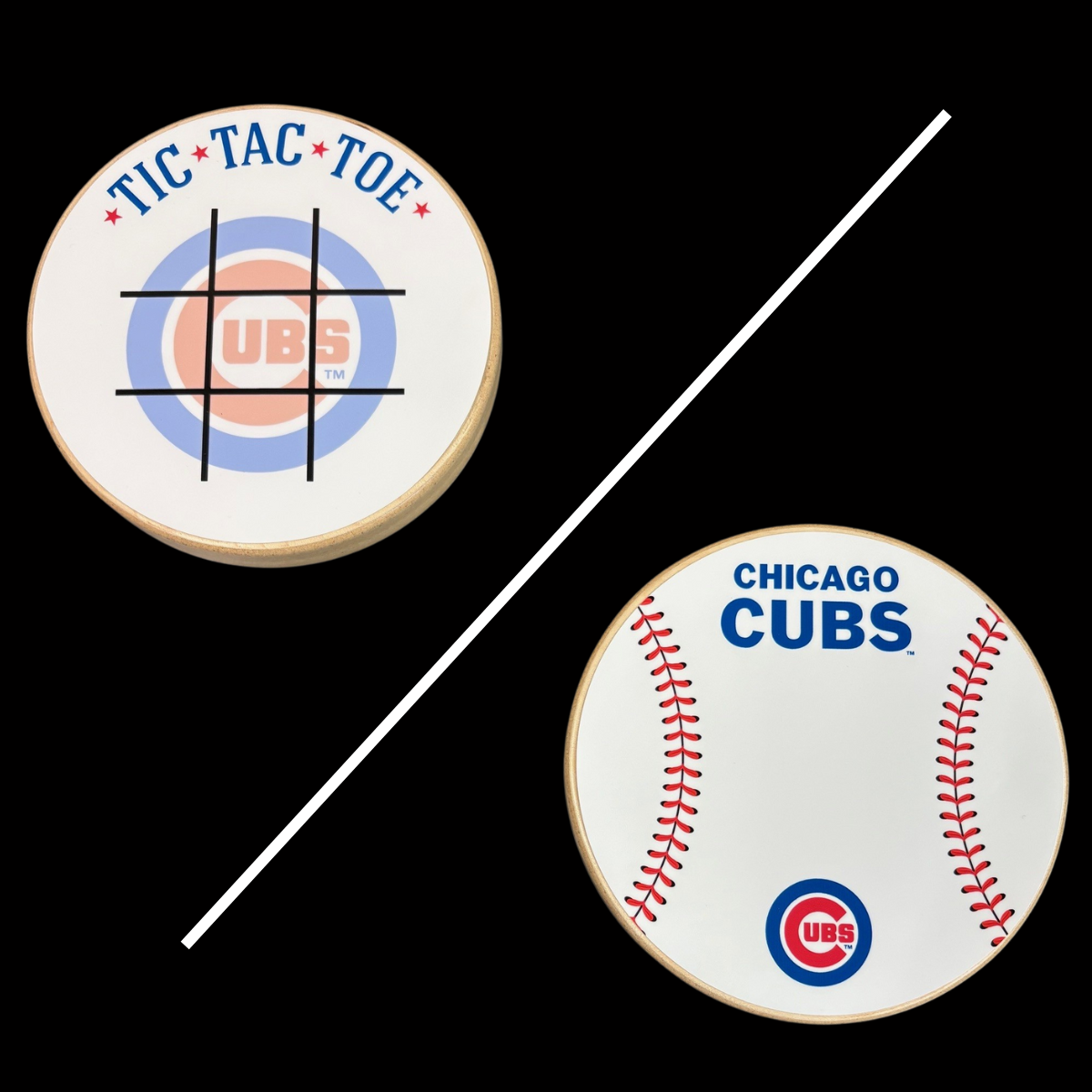 Chicago Cubs Portable Dry Erase Game Board - 6.5" Double-Sided Wooden Tic Tac Toe Travel Set with Marker & Bag