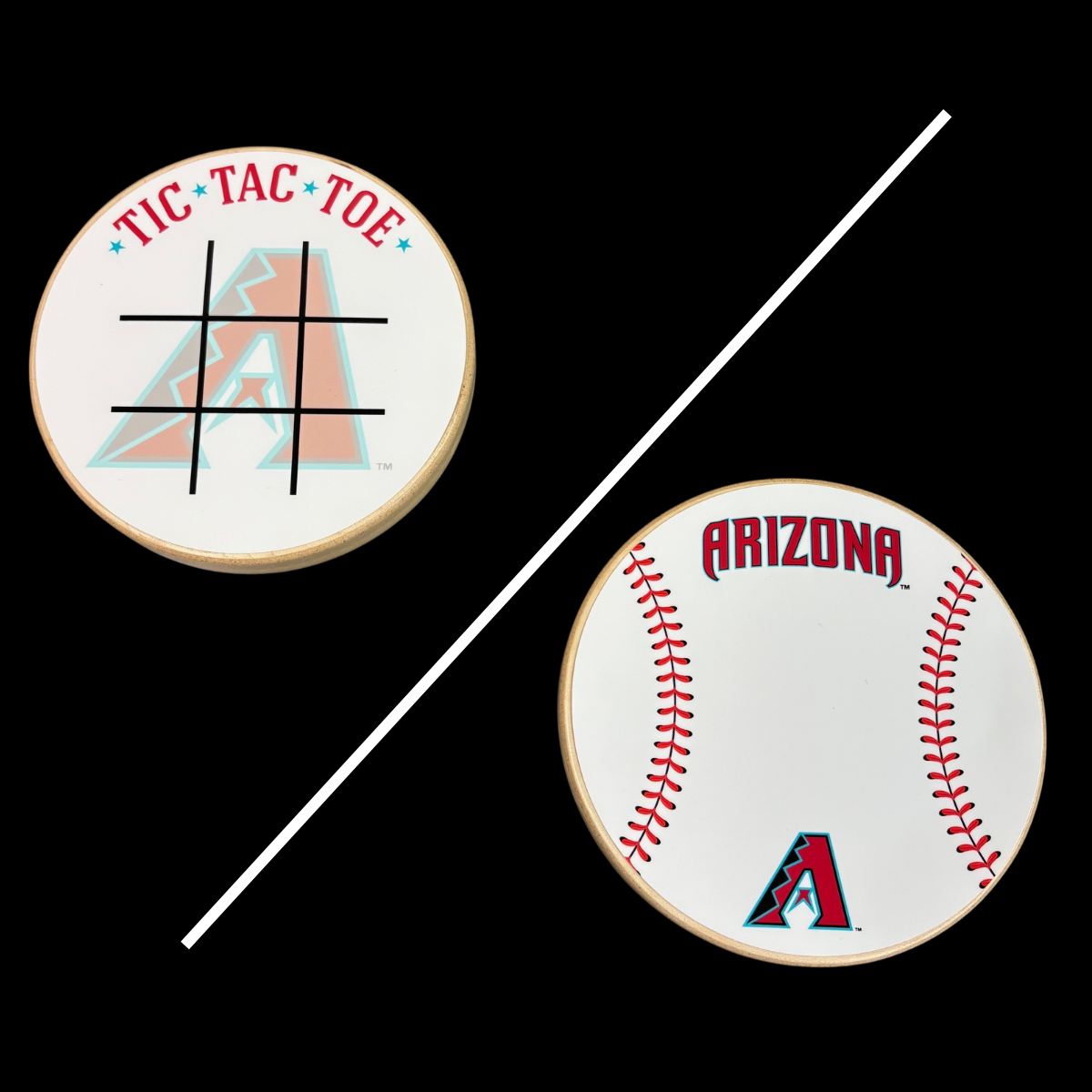 Arizona Diamondbacks Portable Dry Erase Game Board - 6.5" Double-Sided Wooden Tic Tac Toe Travel Set with Marker & Bag