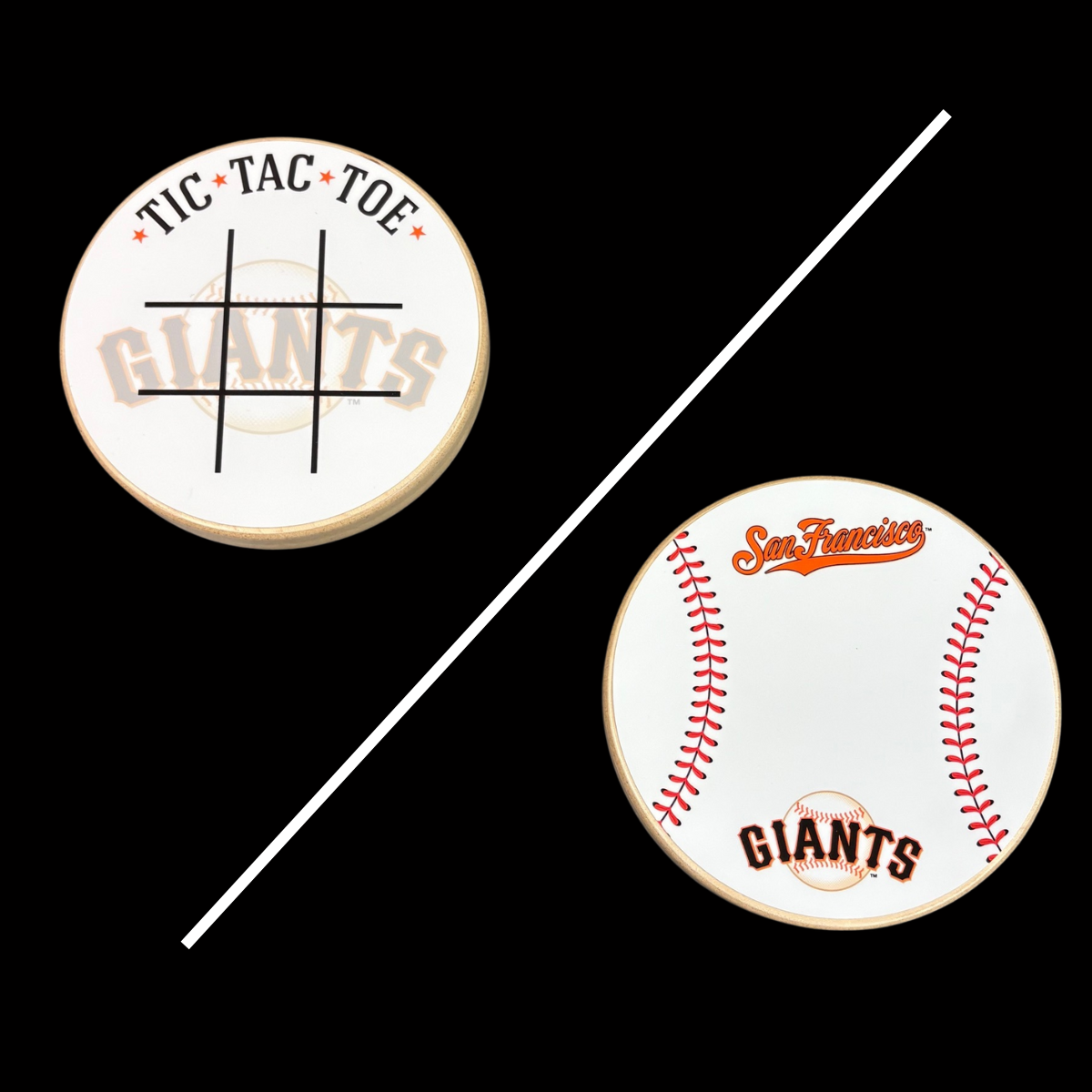 San Francisco Giants Portable Dry Erase Game Board - 6.5" Double-Sided Wooden Tic Tac Toe Travel Set with Marker & Bag