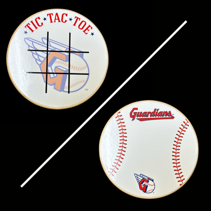 Cleveland Guardians Portable Dry Erase Game Board - 6.5" Double-Sided Wooden Tic Tac Toe Travel Set with Marker & Bag