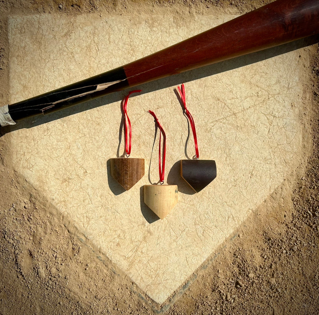 Small Batch No. 9 Wood Bat Home Plate Ornaments