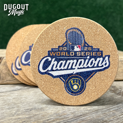 2026 Milwaukee Brewers World Series Champions Cork Coasters® | 4 Pack Coaster Set