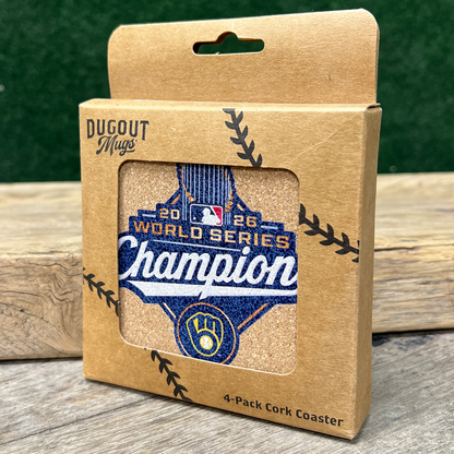 2026 Milwaukee Brewers World Series Champions Cork Coasters® | 4 Pack Coaster Set