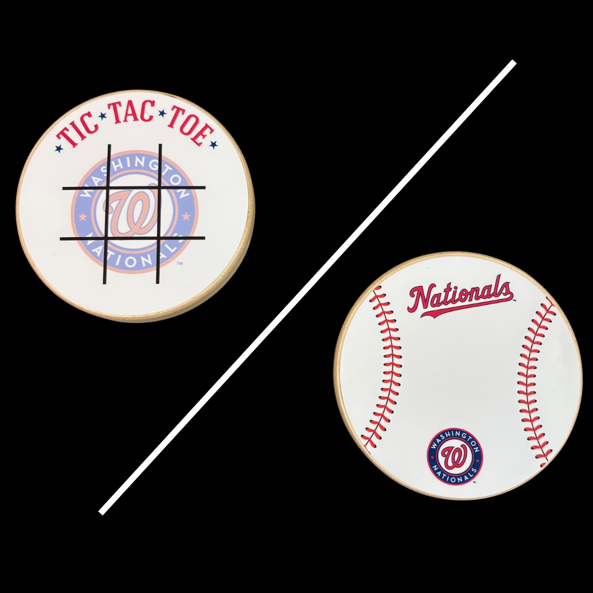 Washington Nationals Portable Dry Erase Game Board - 6.5" Double-Sided Wooden Tic Tac Toe Travel Set with Marker & Bag