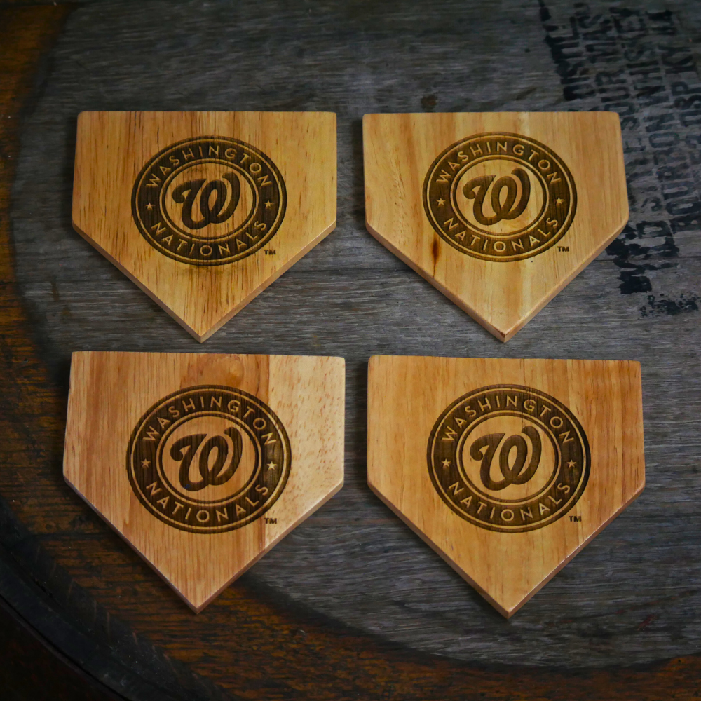 NEW ITEM - Wooden MLB Home Plate Coasters - 4 Pack