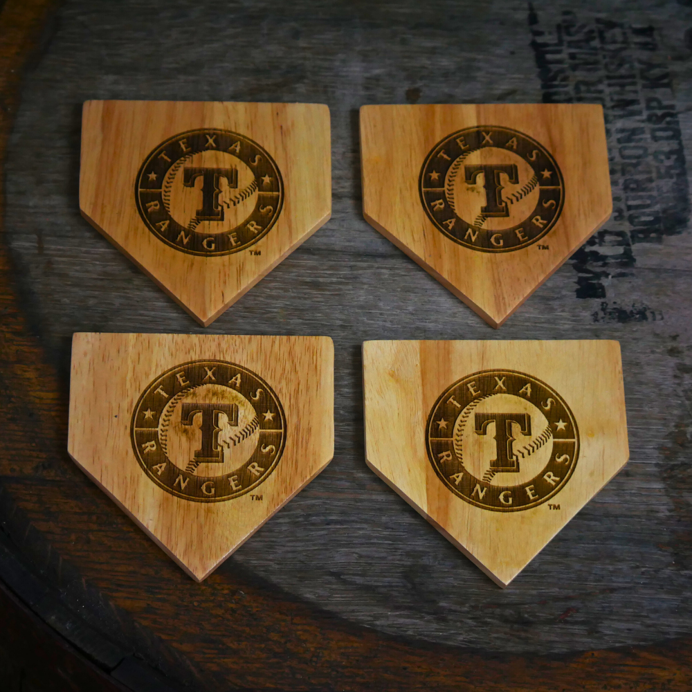 NEW ITEM - Wooden MLB Home Plate Coasters - 4 Pack