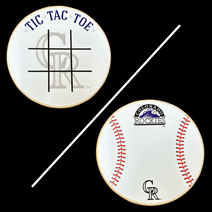 Colorado Rockies Portable Dry Erase Game Board - 6.5" Double-Sided Wooden Tic Tac Toe Travel Set with Marker & Bag