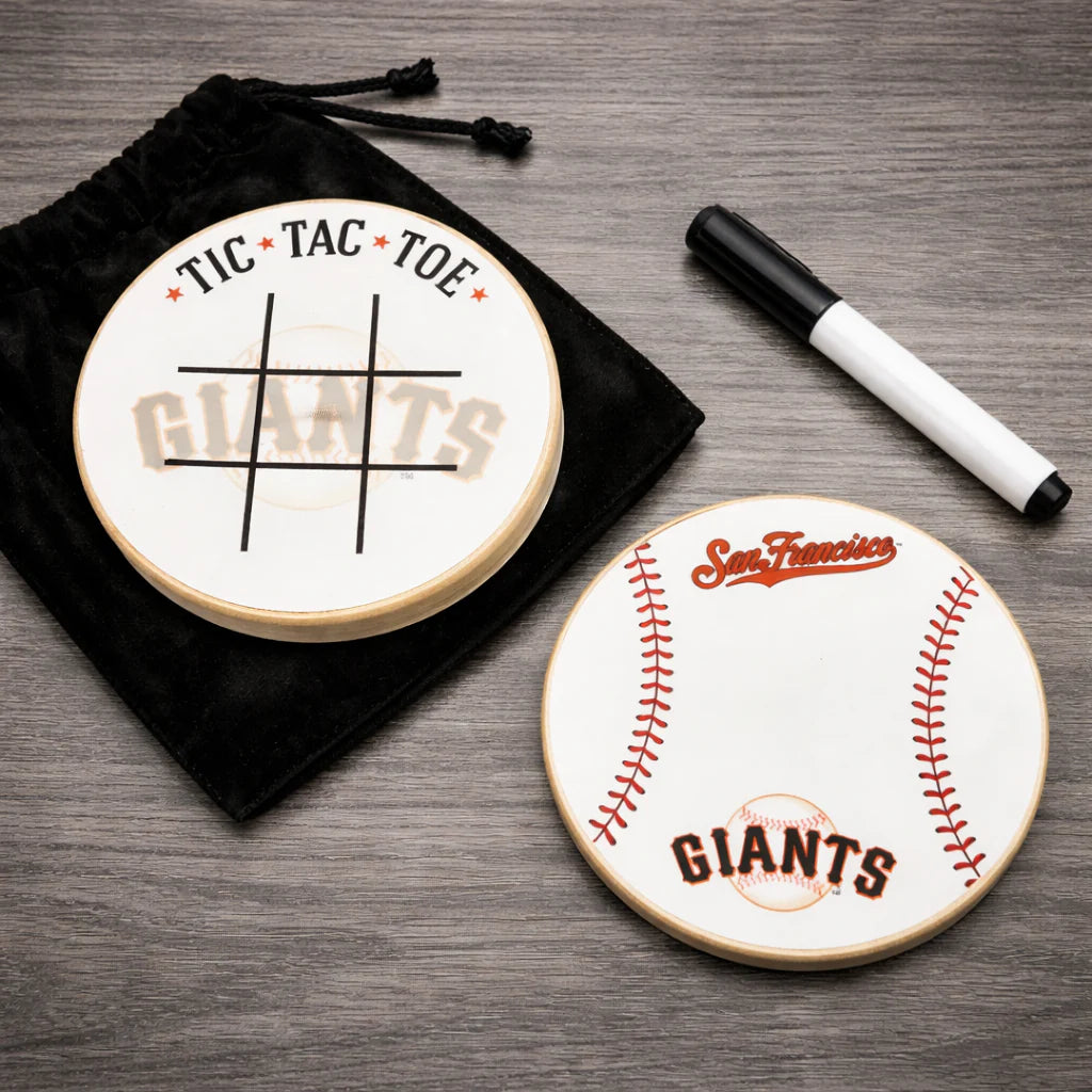 San Francisco Giants Portable Dry Erase Game Board - 6.5" Double-Sided Wooden Tic Tac Toe Travel Set with Marker & Bag