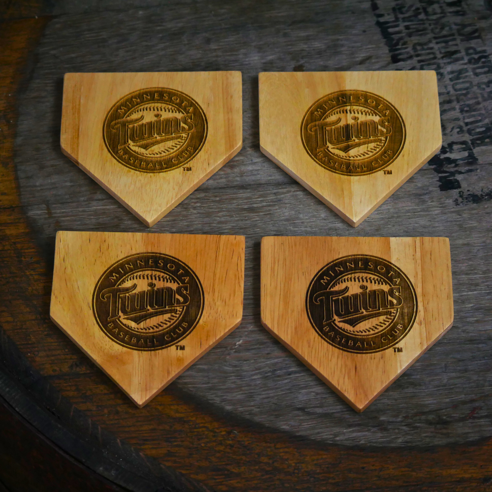 NEW ITEM - Wooden MLB Home Plate Coasters - 4 Pack