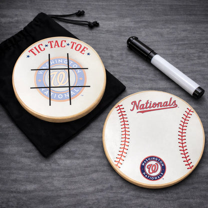 Washington Nationals Portable Dry Erase Game Board - 6.5" Double-Sided Wooden Tic Tac Toe Travel Set with Marker & Bag