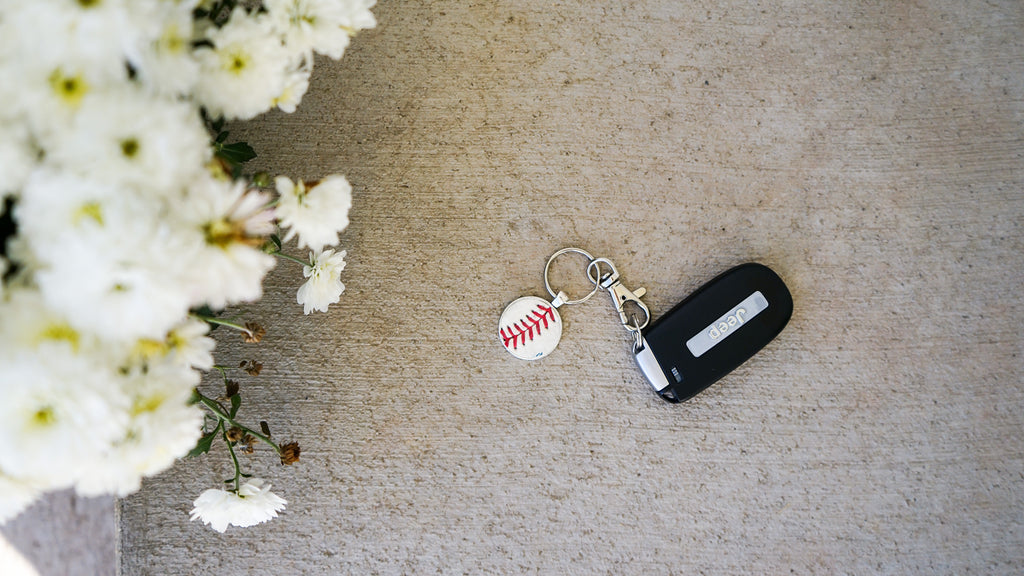 Silver Baseball Seam Keychain