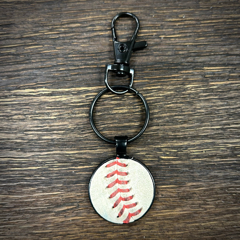 Black Baseball Seam Keychain