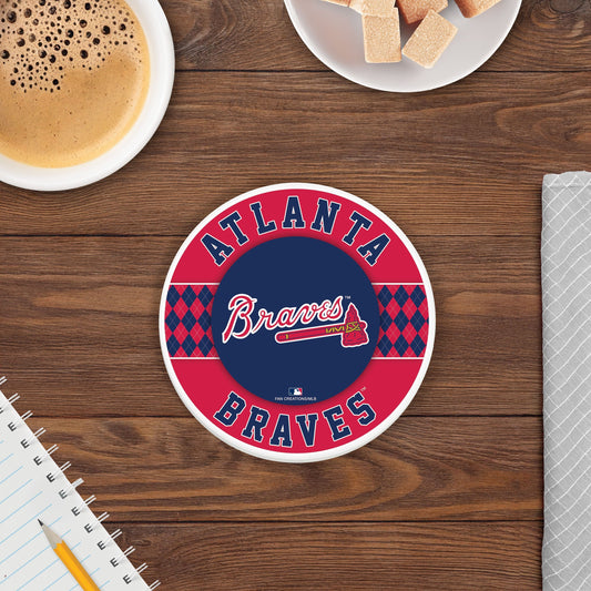 MLB - Atlanta Braves 4 inch Ceramic Argyle Coaster