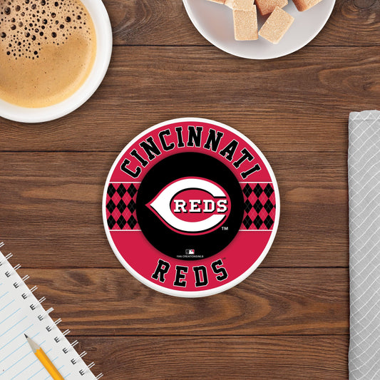 MLB - Cincinnati Reds 4 inch Ceramic Argyle Coaster