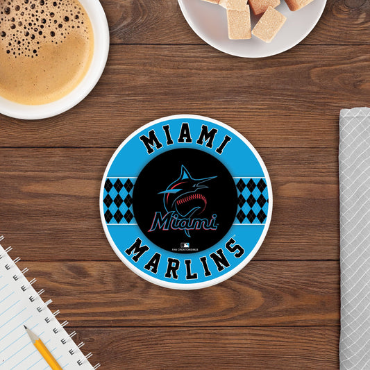 MLB - Miami Marlins 4 inch Ceramic Argyle Coaster