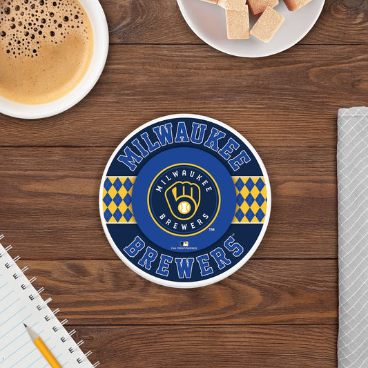 MLB - Milwaukee Brewers 4 inch Ceramic Argyle Coaster