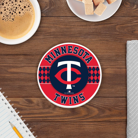 MLB - Minnesota Twins 4 inch Ceramic Argyle Coaster