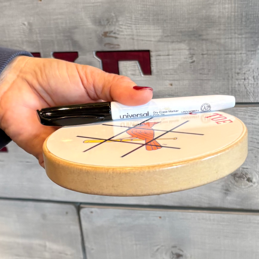 Oakland Athletics Portable Dry Erase Game Board - 6.5" Double-Sided Wooden Tic Tac Toe Travel Set with Marker & Bag